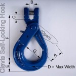 Clevis self locking hook
